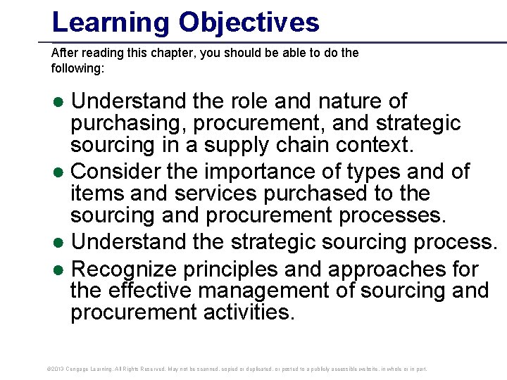 Learning Objectives After reading this chapter, you should be able to do the following: Learning Objectives After reading this chapter, you should be able to do the following: