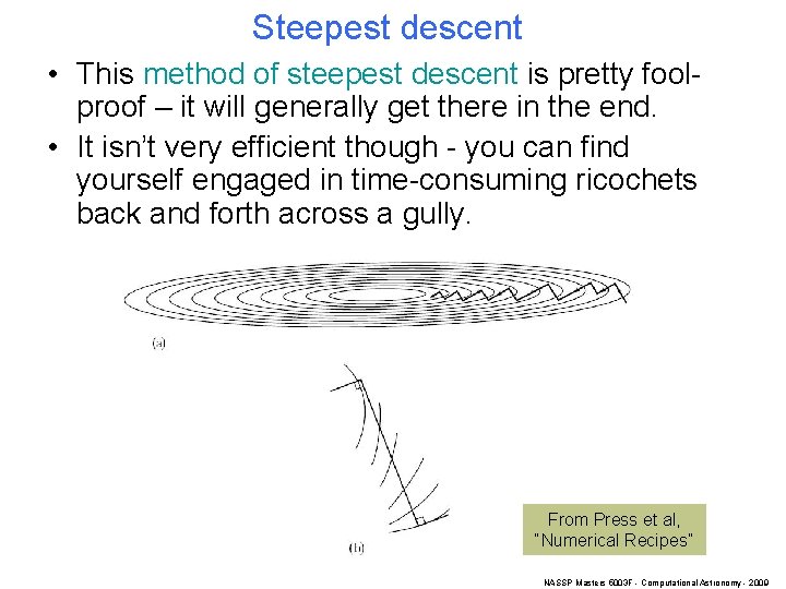 Steepest descent • This method of steepest descent is pretty foolproof – it will