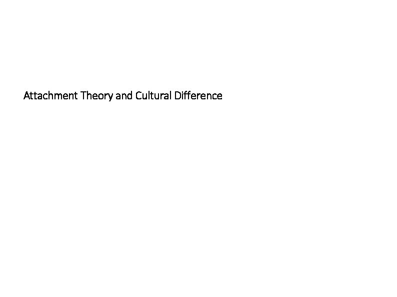 Attachment Theory and Cultural Difference 