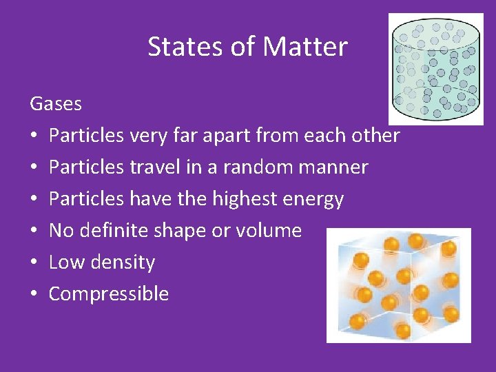 States of Matter Gases • Particles very far apart from each other • Particles