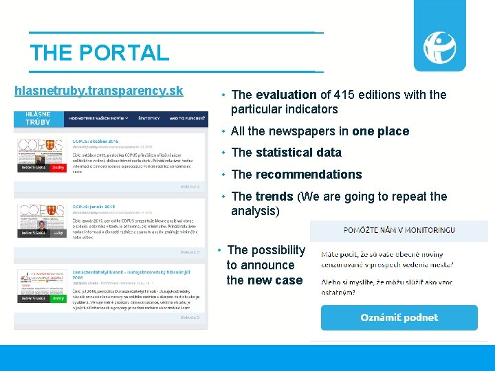 THE PORTAL hlasnetruby. transparency. sk • The evaluation of 415 editions with the particular