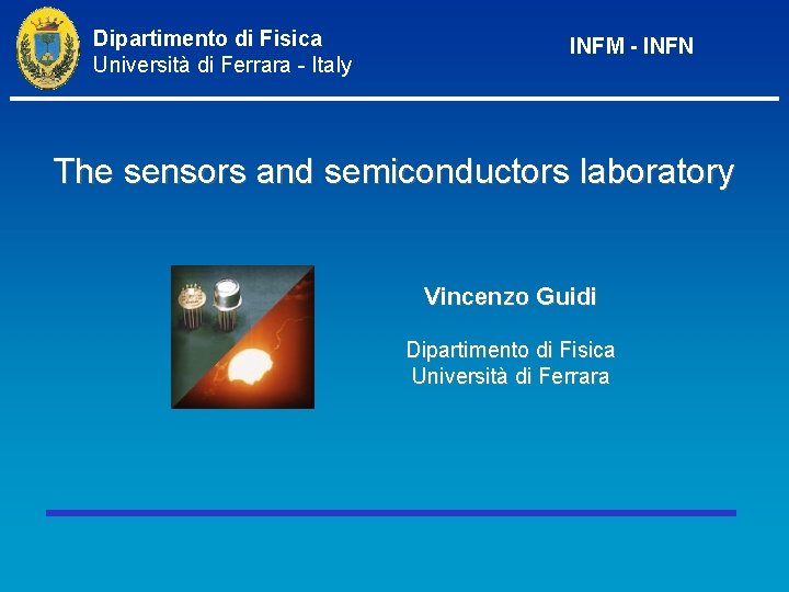 Dipartimento di Fisica Università di Ferrara - Italy INFM - INFN The sensors and