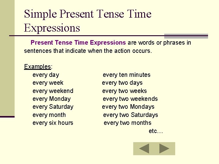 Simple Present Tense Time Expressions are words or phrases in sentences that indicate when