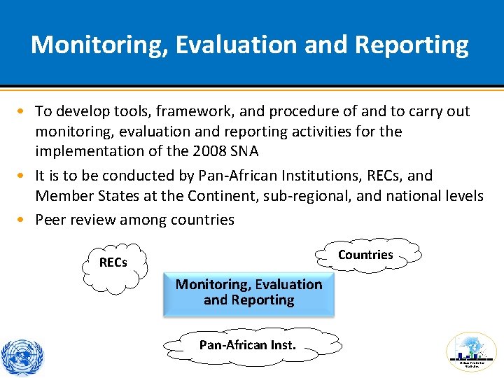 Monitoring, Evaluation and Reporting • To develop tools, framework, and procedure of and to