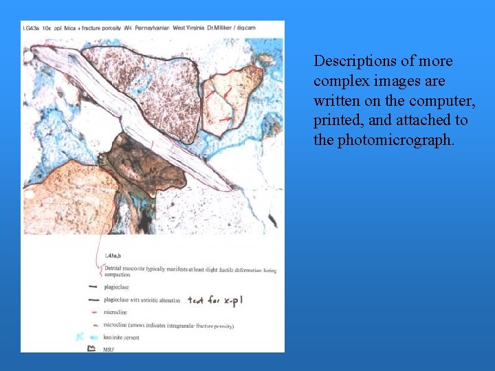 Descriptions of more complex images are written on the computer, printed, and attached to