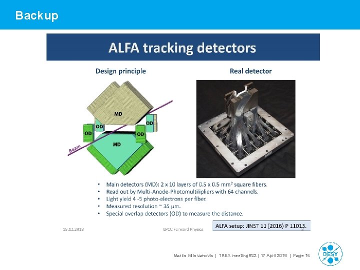 Backup Marko Milovanovic | TREX meeting #22 | 17 April 2019 | Page 16