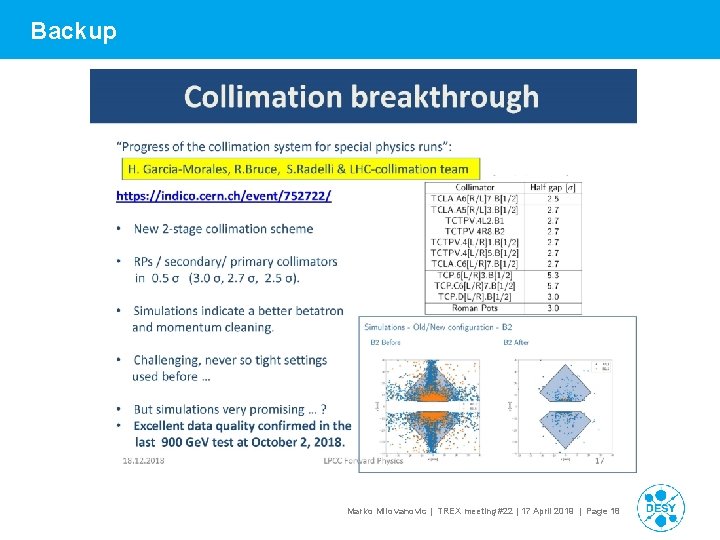 Backup Marko Milovanovic | TREX meeting #22 | 17 April 2019 | Page 18