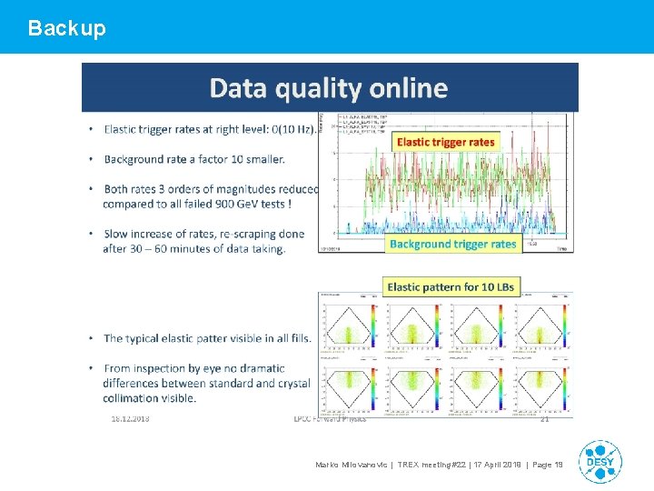 Backup Marko Milovanovic | TREX meeting #22 | 17 April 2019 | Page 19