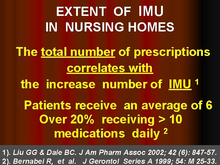 EXTENT OF IMU IN NURSING HOMES The total number of prescriptions correlates with the