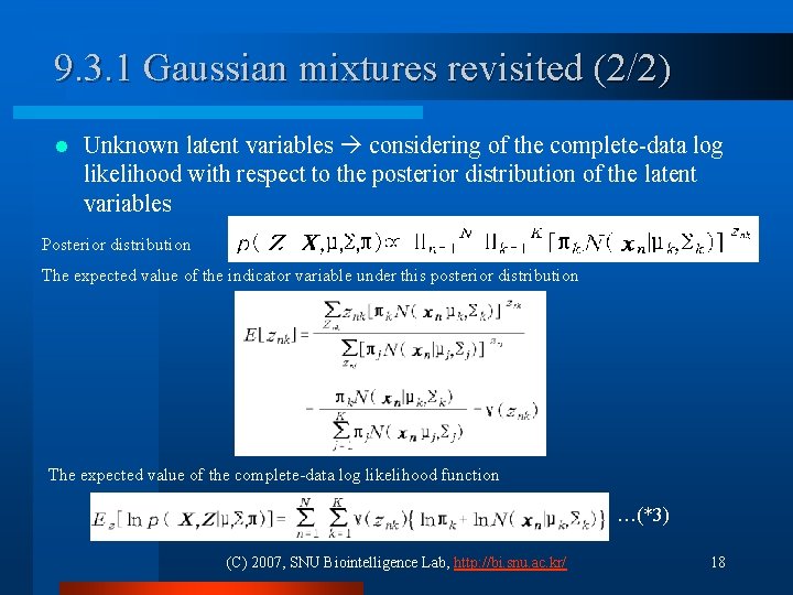 9. 3. 1 Gaussian mixtures revisited (2/2) l Unknown latent variables considering of the 9. 3. 1 Gaussian mixtures revisited (2/2) l Unknown latent variables considering of the