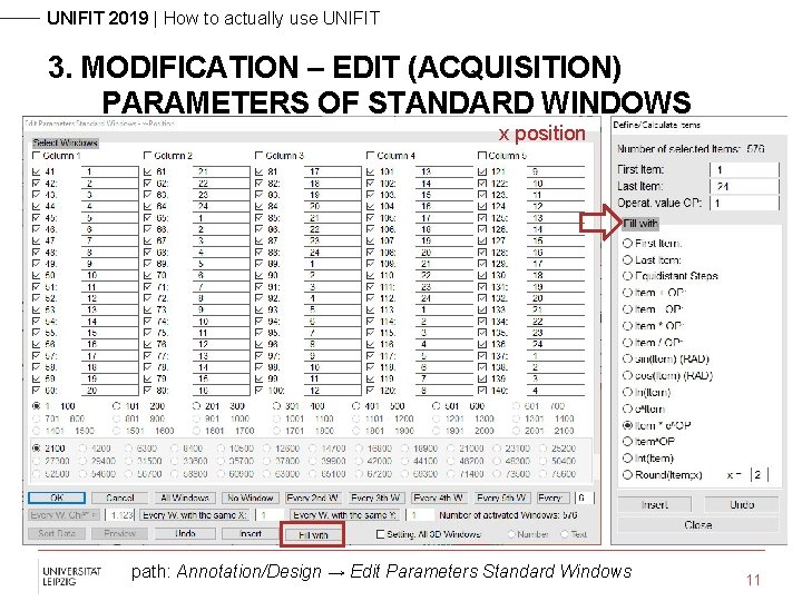 UNIFIT 2019 | How to actually use UNIFIT 3. MODIFICATION – EDIT (ACQUISITION) PARAMETERS