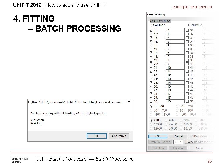 UNIFIT 2019 | How to actually use UNIFIT example: test spectra 4. FITTING –