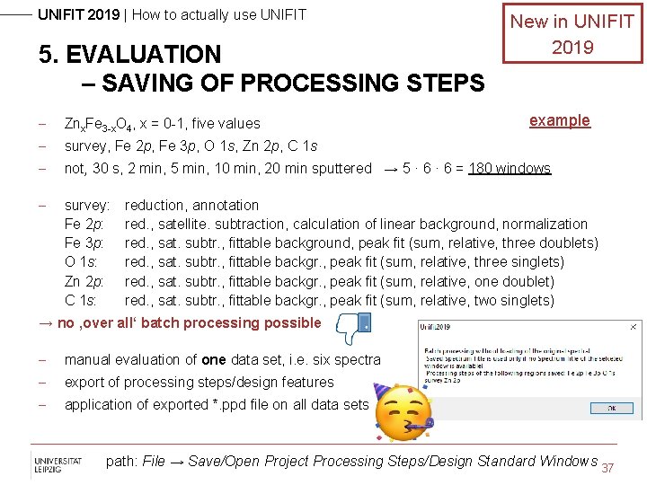 UNIFIT 2019 | How to actually use UNIFIT 5. EVALUATION – SAVING OF PROCESSING