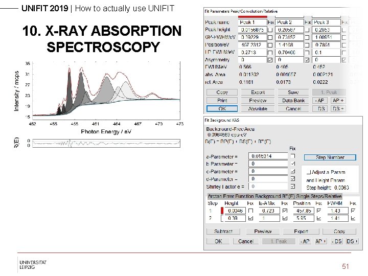 UNIFIT 2019 | How to actually use UNIFIT 10. X-RAY ABSORPTION SPECTROSCOPY 51 