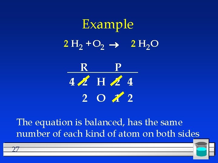 Example 2 H 2 + O 2 2 H 2 O R P 4