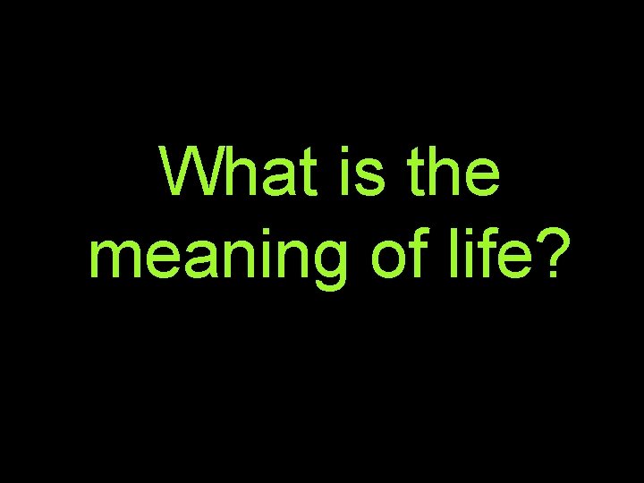 What is the meaning of life? 