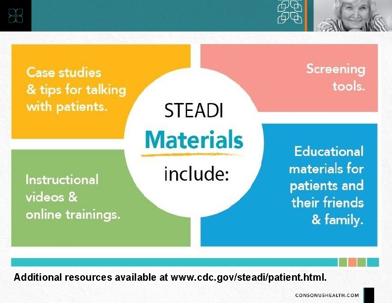Additional resources available at www. cdc. gov/steadi/patient. html. 
