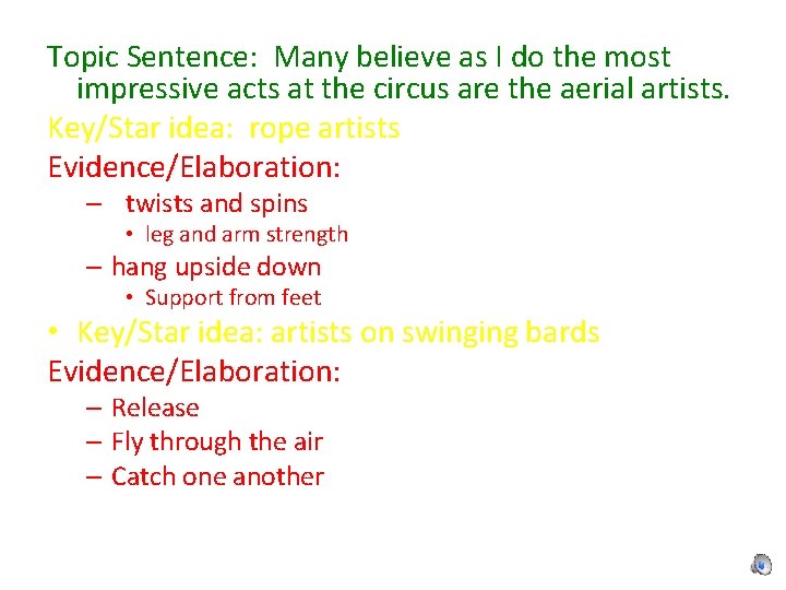Topic Sentence: Many believe as I do the most impressive acts at the circus