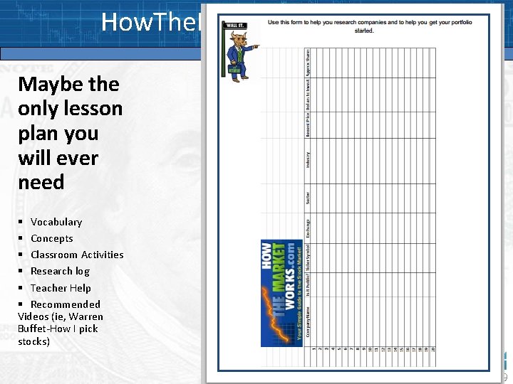 How. The. Market. Works. com Maybe the only lesson plan you will ever need