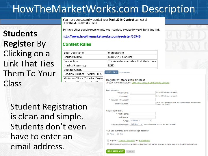 How. The. Market. Works. com Description Students Register By Clicking on a Link That