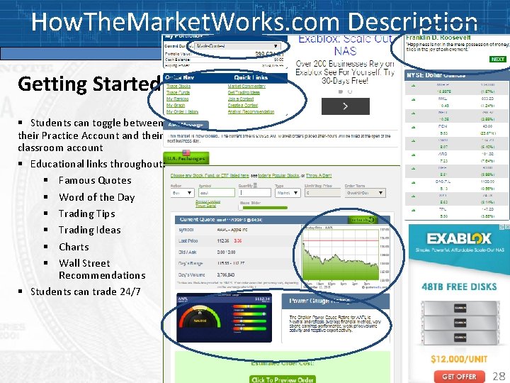How. The. Market. Works. com Description Getting Started § Students can toggle between their