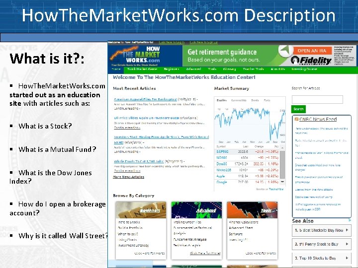 How. The. Market. Works. com Description What is it? : § How. The. Market.