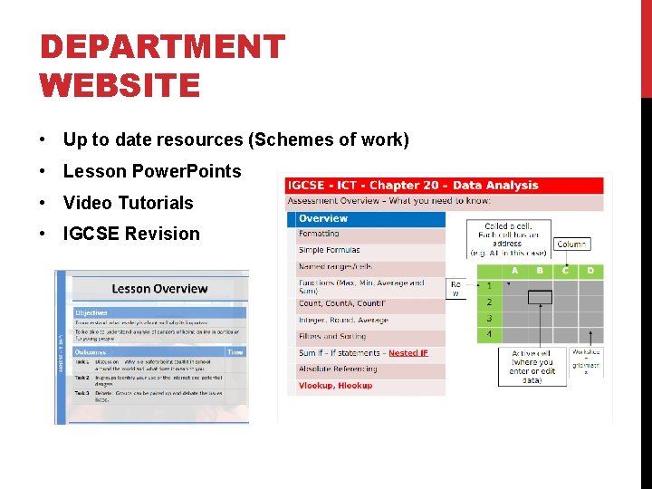 DEPARTMENT WEBSITE • Up to date resources (Schemes of work) • Lesson Power. Points