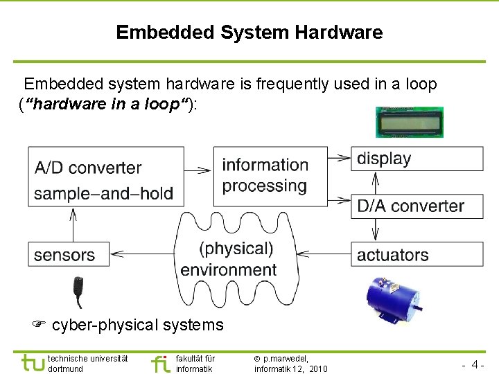 TU Dortmund Embedded System Hardware Embedded system hardware is frequently used in a loop