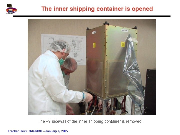 The inner shipping container is opened The –Y sidewall of the inner shipping container