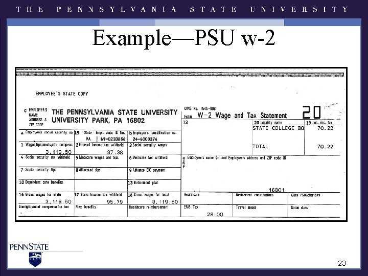 Example—PSU w-2 23 Example—PSU w-2 23
