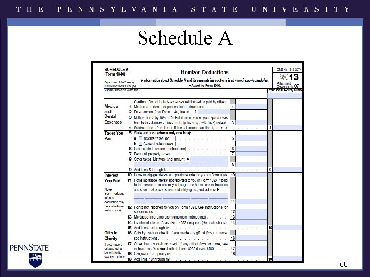 Schedule A 60 Schedule A 60