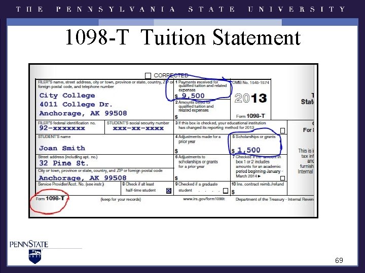 1098 -T Tuition Statement 69 1098 -T Tuition Statement 69