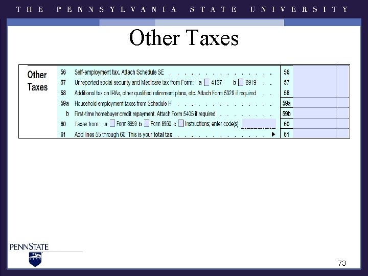 Other Taxes 73 Other Taxes 73