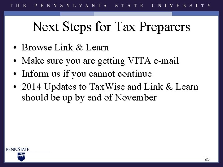 Next Steps for Tax Preparers • • Browse Link & Learn Make sure you Next Steps for Tax Preparers • • Browse Link & Learn Make sure you