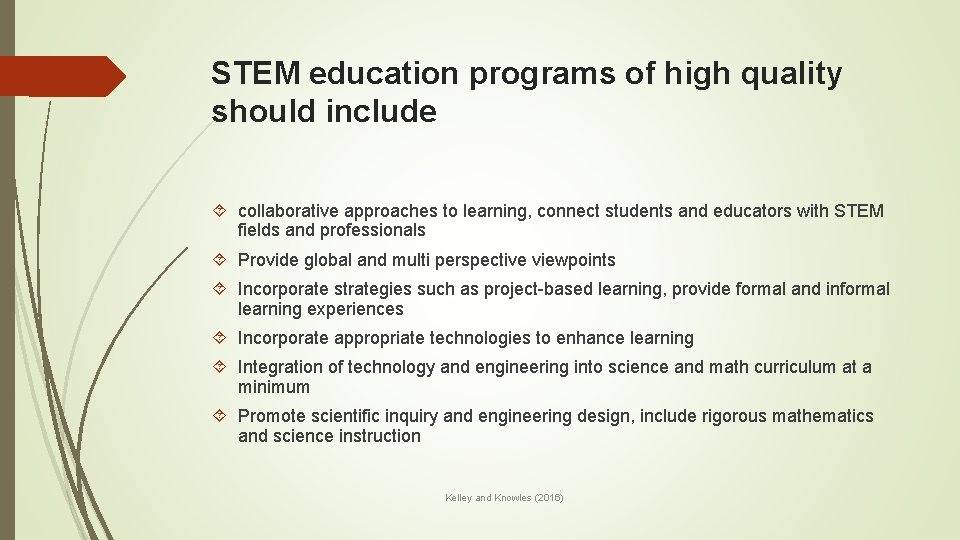 STEM education programs of high quality should include collaborative approaches to learning, connect students