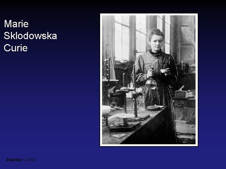 Marie Sklodowska Curie Source: Corbis Marie Sklodowska Curie Source: Corbis