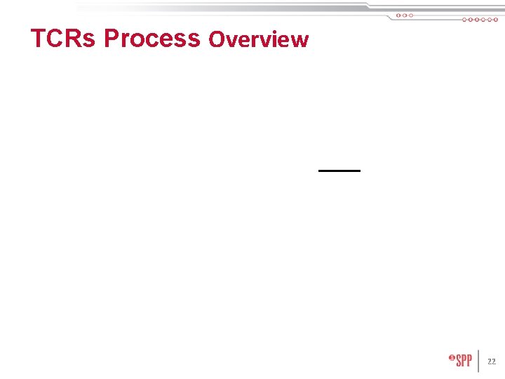 TCRs Process Overview 22 