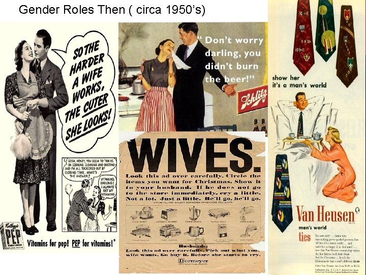 Gender Roles Then ( circa 1950’s) 