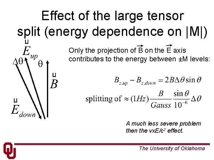 Effect of the large tensor split (energy dependence on |M|) Dq q Only the