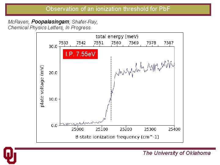 Observation of an ionization threshold for Pb. F Mc. Raven, Poopalasingam, Shafer-Ray, Chemical Physics