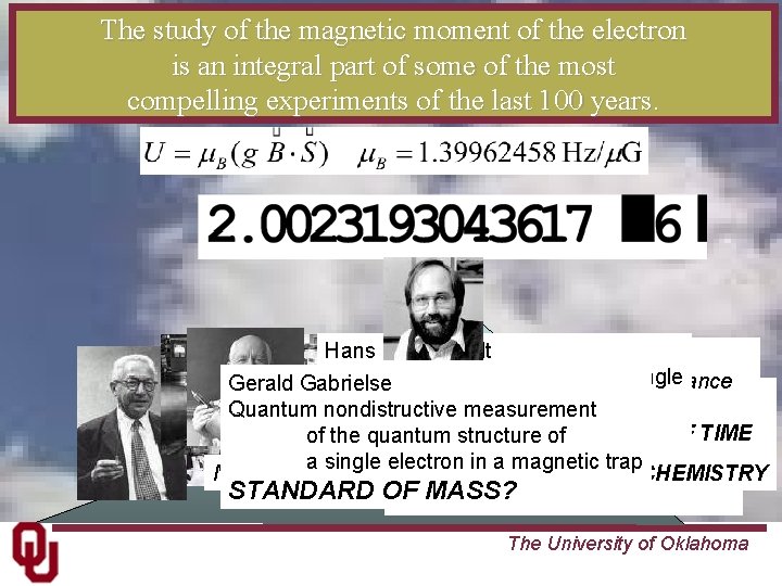 The study of the magnetic moment of the electron is an integral part of