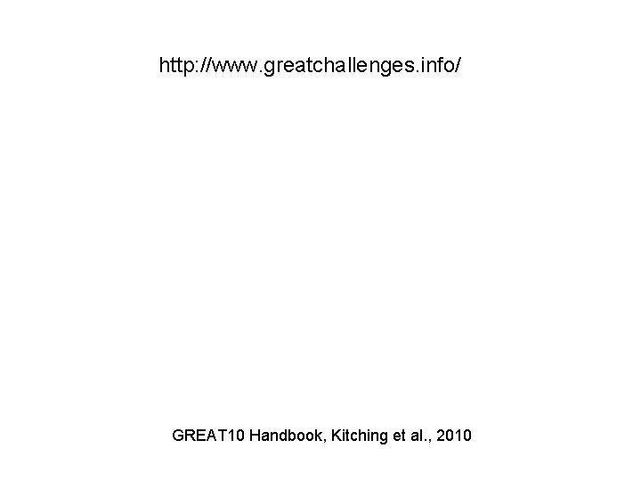 http: //www. greatchallenges. info/ GREAT 10 Handbook, Kitching et al. , 2010 