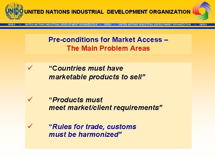 UNITED NATIONS INDUSTRIAL DEVELOPMENT ORGANIZATION UNIDO ~ UNITED NATIONS INDUSTRIAL DEVELOPMENT ORGANIZATION ~ UNIDO