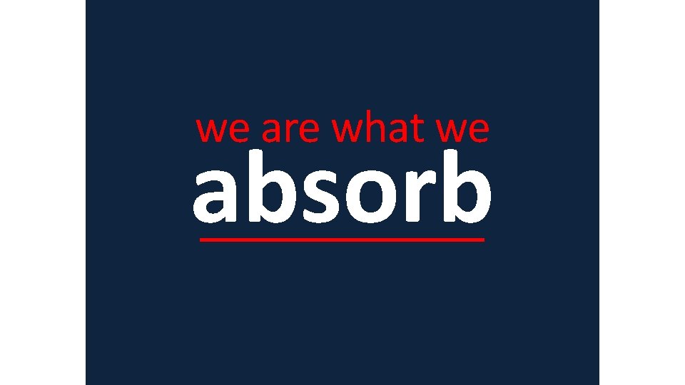 we are what we absorb 