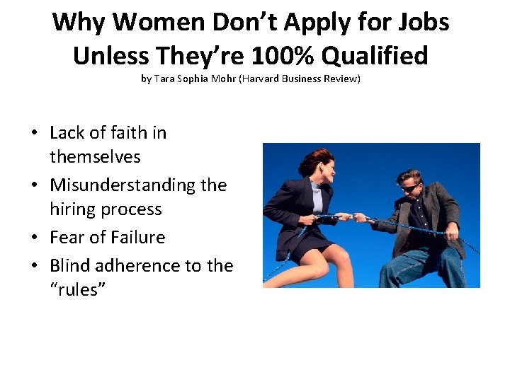 Why Women Don’t Apply for Jobs Unless They’re 100% Qualified by Tara Sophia Mohr Why Women Don’t Apply for Jobs Unless They’re 100% Qualified by Tara Sophia Mohr