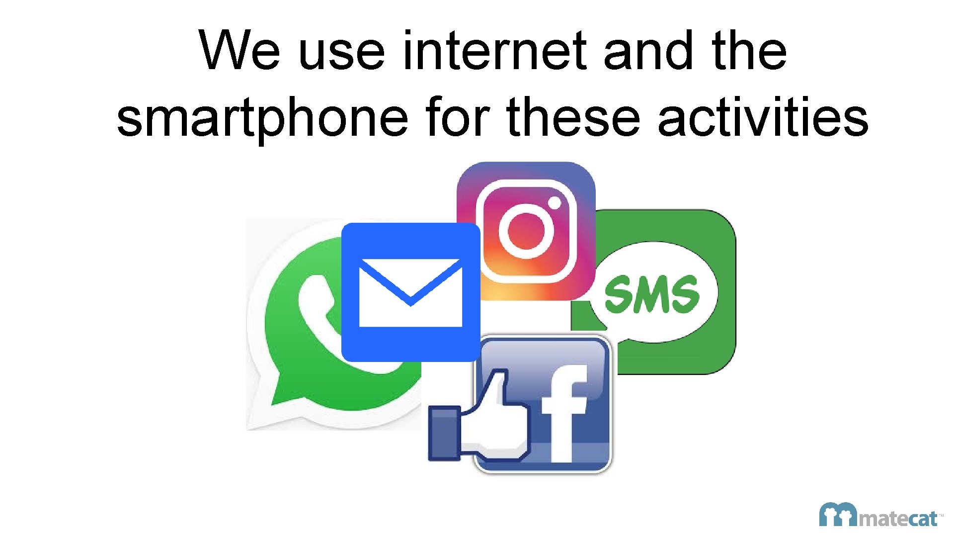 We use internet and the smartphone for these activities 