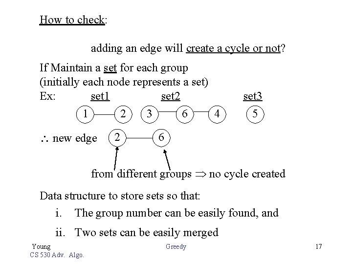 How to check: adding an edge will create a cycle or not? If Maintain