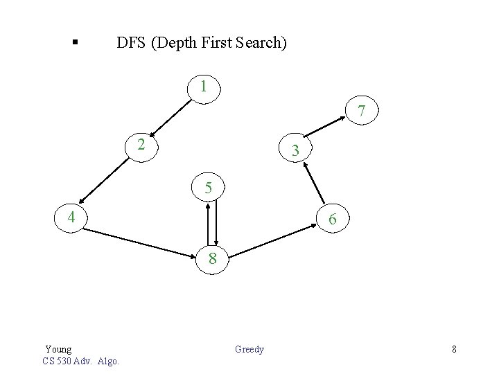 § DFS (Depth First Search) 1 7 2 3 5 4 6 8 Young