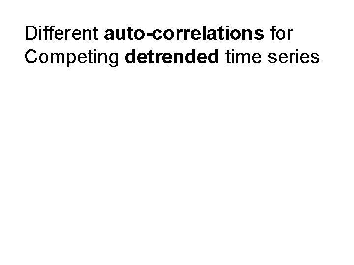 Different auto-correlations for Competing detrended time series 