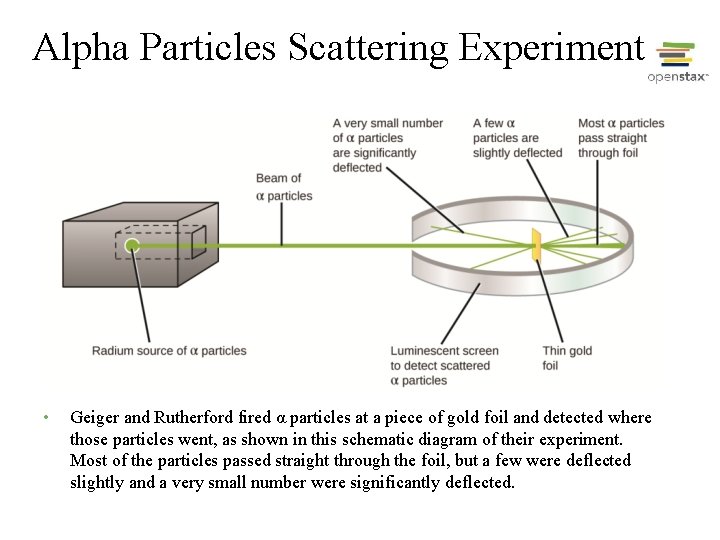 Alpha Particles Scattering Experiment • Geiger and Rutherford fired α particles at a piece